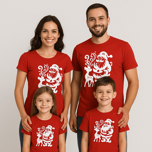 set rodinných tričiek 4osoby Dedo Mráz a Sob mk